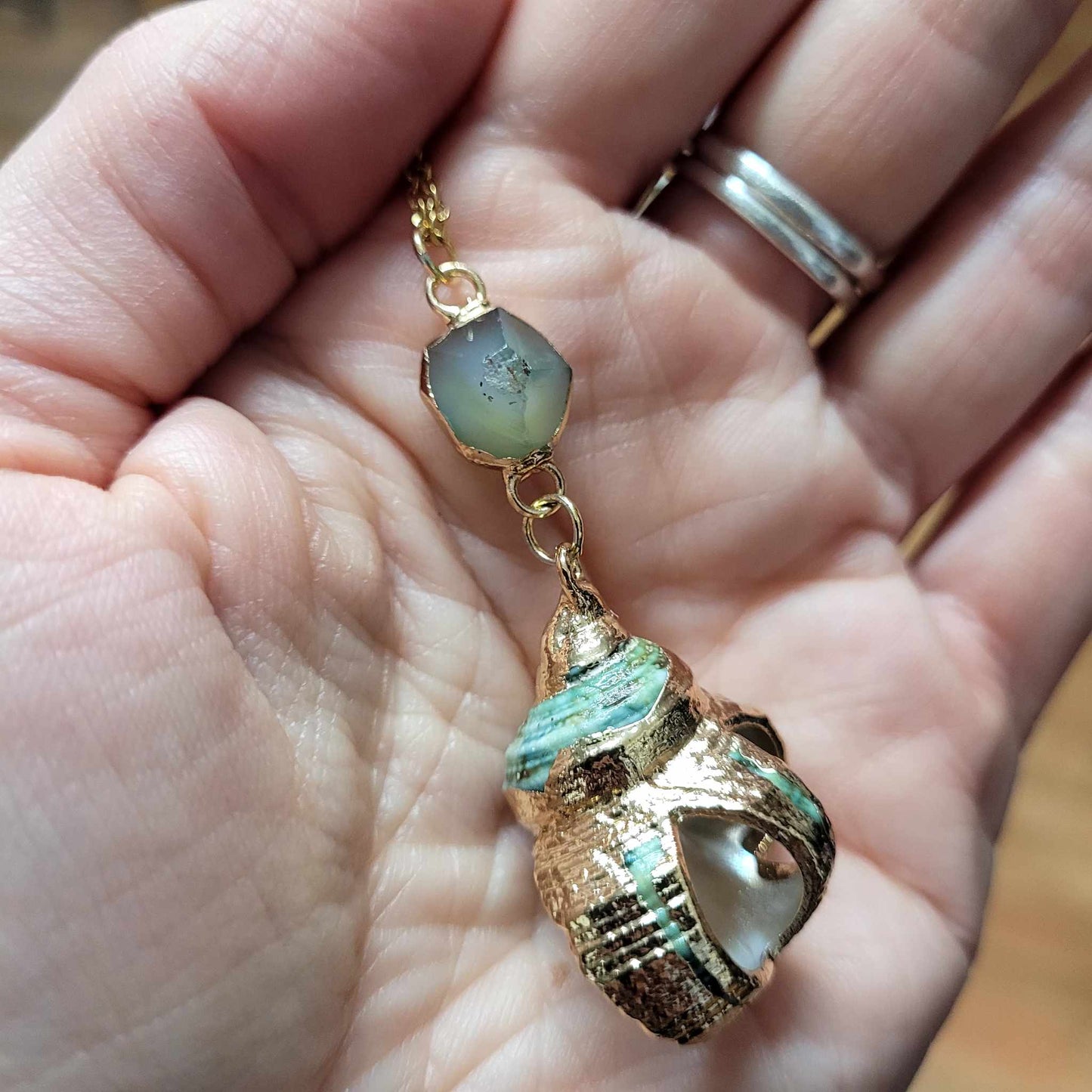 Pendentif Selkie - Agate verte