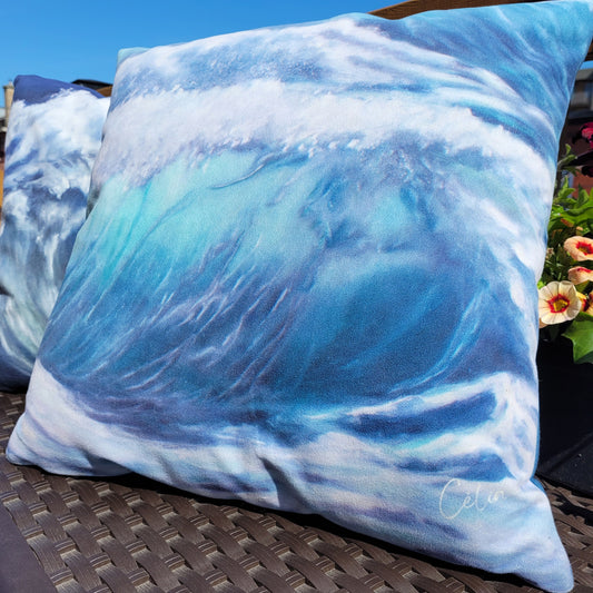 Housse de coussin 18x18 po - En eaux turquoises